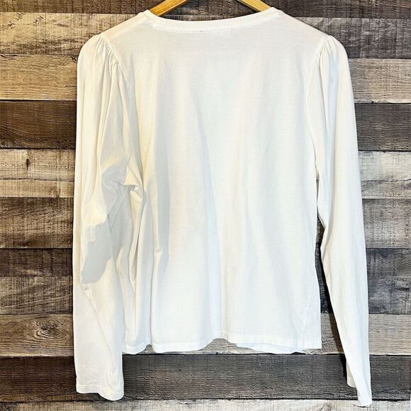 J. Crew Women's Puff-sleeve Long Sleeve Crew Neck T-Shirt L Minimalist Coastal - Picture 2 of 6